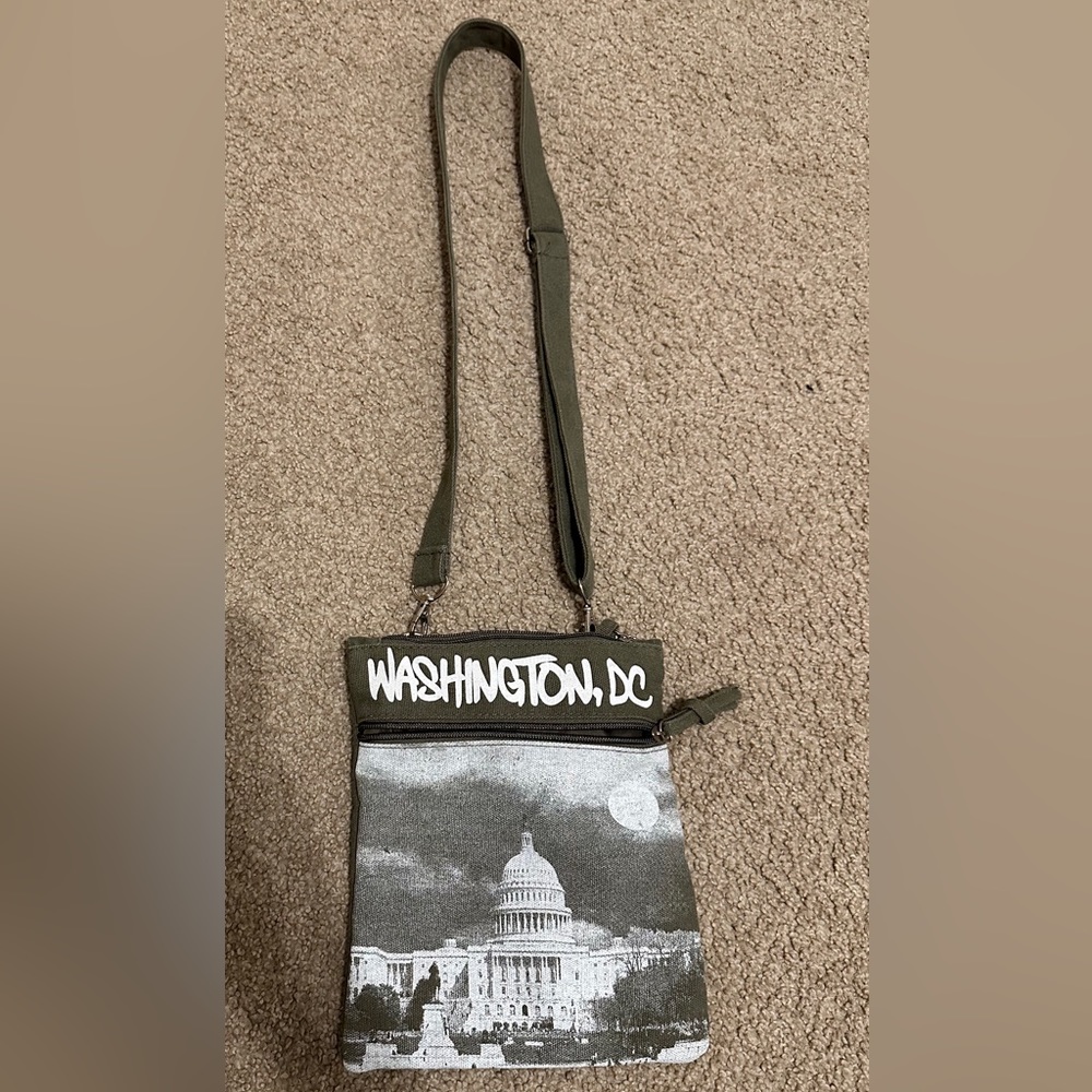 Green and white Washington D.C purse/bag
